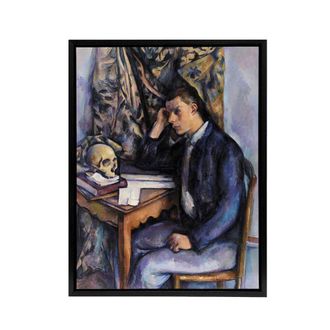 Artery8 Young Man & Skull Portrait Painting Cezanne Framed Canvas Wall Art | Size: W24 x H32
