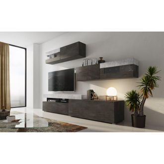 Dmora Pared Modular Giacosa, Modificable, Puertas Abatibles Y Basculantes, 6 Puertas, 276x48x248h Cm Negro Antracita