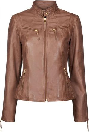 BTF-CPH Biker Jacket Leather 10245 - Dames - Leren en Su&egrave;de Jassen - Bruin - M - Leer - Jassen