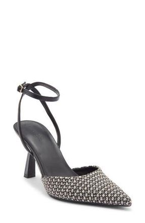 Open Edit Neesha Ankle Strap Pump in Black - White at Nordstrom Rack, Size 6.5
