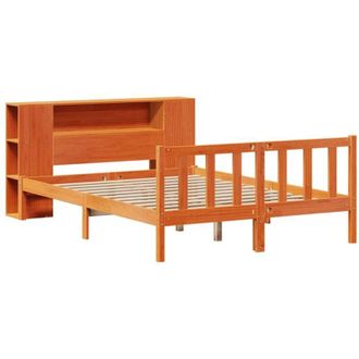 vidaXL Bookcase Bed without Mattress Wax Brown 140x200 cm Solid Wood Pine Vidaxl