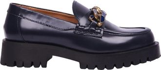 Bervicato Leren ketting mocassin schoen - Dames - Loafers - Blauw - 38 EU - Schoenen