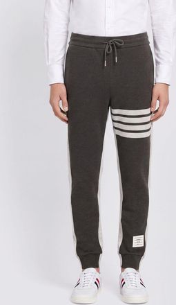 Thom Browne Pantaloni jogging in cotone con iconica banda 4-Bar