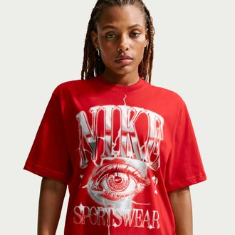 Nike Womens Nike Sportswear Essentials Boxy T-Shirt in Red | IU1703-657
