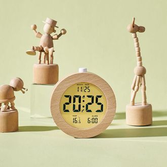 OEM Sveglia Digitale In Legno, Sveglia Digitale Lcd Con Data, Temperatura, Funzione Snooze E Retroilluminazione, Sveglia Digitale A Batteria