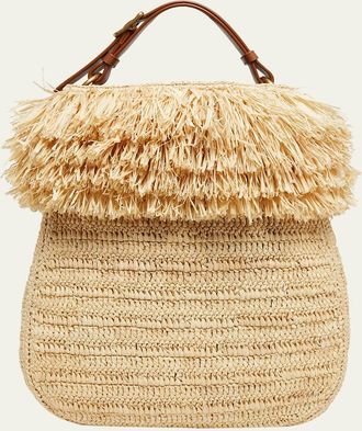 Saint Laurent Roady Fringed Raffia Shoulder Bag