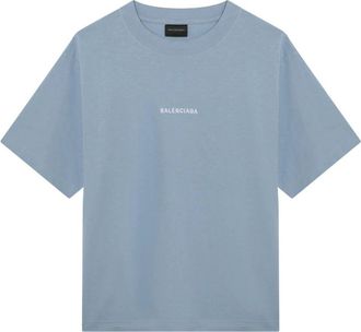 Balenciaga Back T-shirt - Dames - T-shirts - Blauw - L - Katoen - Tops