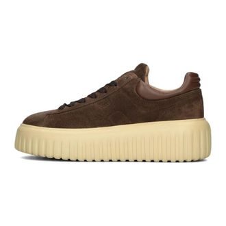 Hogan Brown Suede Trainers with H-stripes