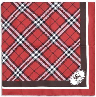 Burberry Womens Plaid Silk Scarf - Red - One Size
