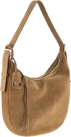 Fabiana Filippi Tassen, Dames, Bruin, ONE Size, Su&egrave;de, Zwarte Schoudertas met Logodetail