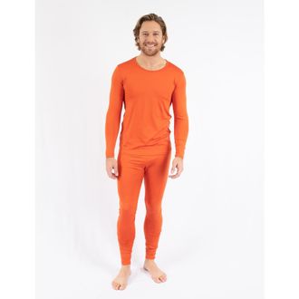 Leveret Mens Two-Piece Thermal Long Sleeve Solid Pajamas in Orange at Nordstrom, Size Xx-Large