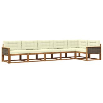 vidaXL Conjunto De Sof&aacute;s De Exterior Con Coj&iacute;n 6 Pcs Natural Y Crema Vidaxl