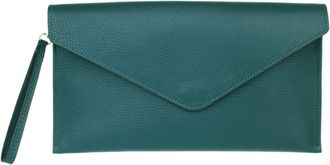 Girly HandBags Womens Italian Genuine Leather Envelope Clutch Bag (Dark Teal)