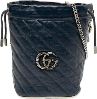 Gucci Pre-owned Bucket Bags, female, Blue, Size: ONE SIZE Pre-owned Quilted Bucket Bag