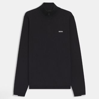 HUGO BOSS Heren Boss K Ever-X katoenen trui met ritssluiting in de hals in donkerblauw