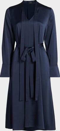 Kobi Halperin Bambi Belted Tie-neck Satin Crepe Midi Dress