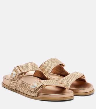 Jimmy Choo London Fayence raffia-effect sandals