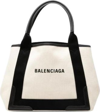 Balenciaga Pre-owned Navy Cabas S - Dames - Vintage Shopper - Wit - ONE Size - Vintage
