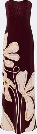 Cala de la Cruz Yves floral gathered velvet gown