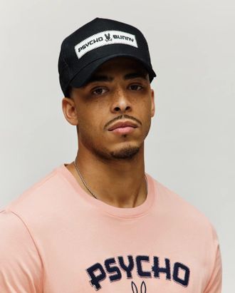 Psycho Bunny Mens Gage Trucker Cap 001 BLACK / O/S