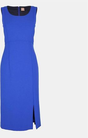 HUGO BOSS Womens Demboka Scoop Neck Sleeveless Midi Dress - Blue - Size: 10