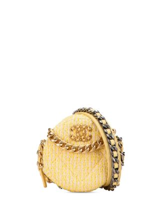 Chanel 2020 Tweed 19 Round Clutch with Chain satchel - women - Fabric/Leather - One Size - Yellow