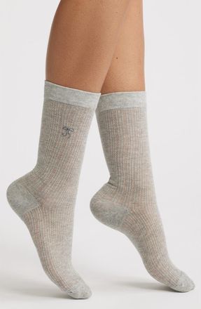 High Heel Jungle Kate Pointelle Bow Crew Socks in Grey at Nordstrom
