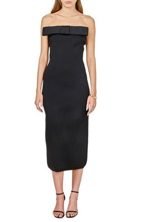 endless rose Bow Strapless Midi Cocktail Dress in Black at Nordstrom, Size X-Small