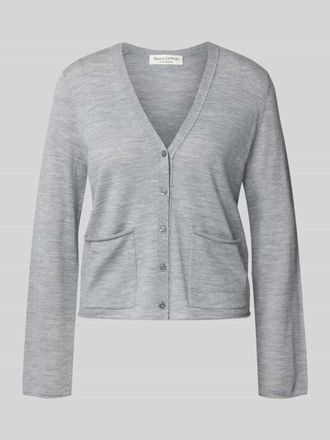 Marc O'Polo Regular Fit Strickjacke aus Schurwoll-Mix in Mittelgrau, Größe XXL