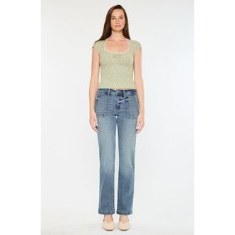 Kancan Rachelle Mid Rise Slim Straight Jeans in Medium Wash at Nordstrom, Size 30
