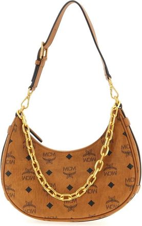 MCM Aren Crescent Hobo Bag - Dames - Schoudertassen - Bruin - ONE Size - Katoen - Tassen