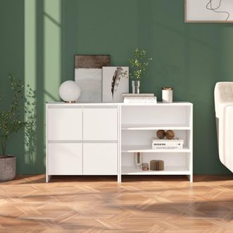 vidaXL Aparador De 2 Piezas Madera Contrachapada Blanco Vidaxl