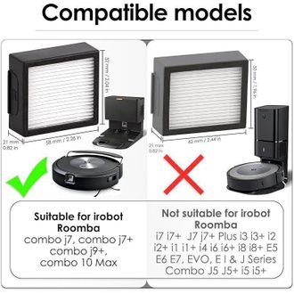 OEM (12 Unidades) Filtro Hepa De Repuesto Combo J9+ Compatible Con Irobot Roomba Combo J7+ Plus/combo J9+/aspiradora Robot Combo - Crezuo
