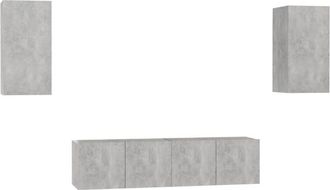 vidaXL 4 Piece TV Cabinet Set Concrete Grey Engineered Wood vidaXL
