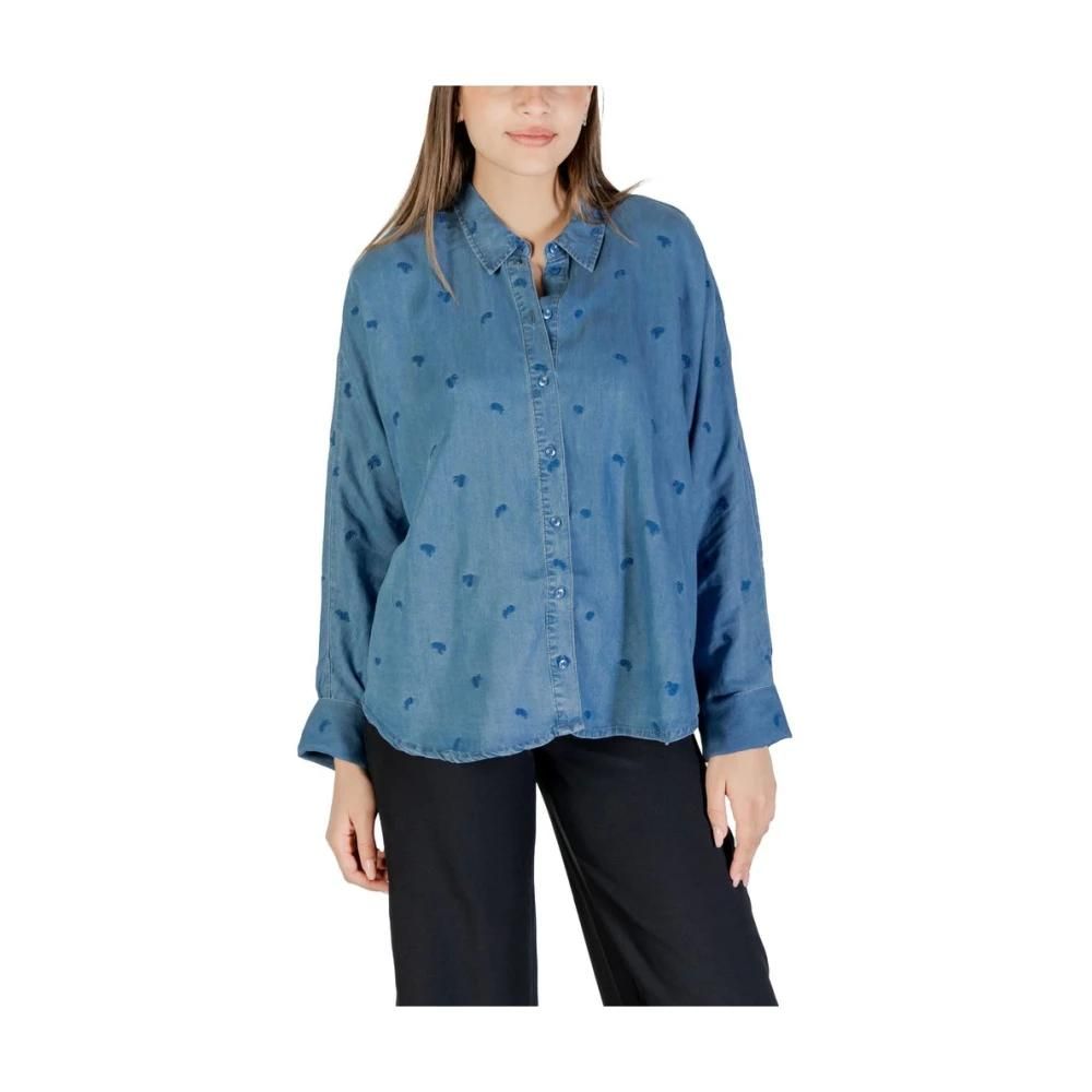 Denim blouse | midden blauw | M | 264422-midden blauw-M