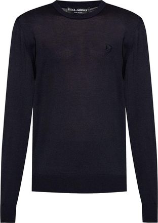 Dolce & Gabbana logo-embroidered sweater - Blue