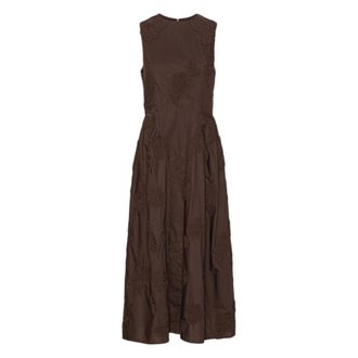 Rotate ROTATE Birger Christensen, Midi Dresses, female, Brown, Size: XS Flower-motif Midi Dress
