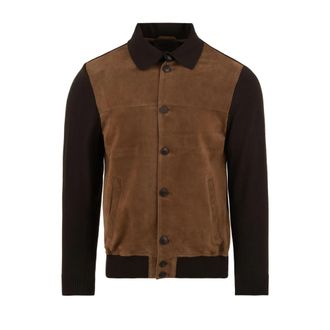 The Jack Leathers Simple Knit Jacket - Heren - Bomber jackets - Bruin - XL - Leer - Jassen