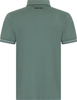 HUGO BOSS Mens Short-Sleeve Polo Shirt Green Open Polyester T-shirts And Polos