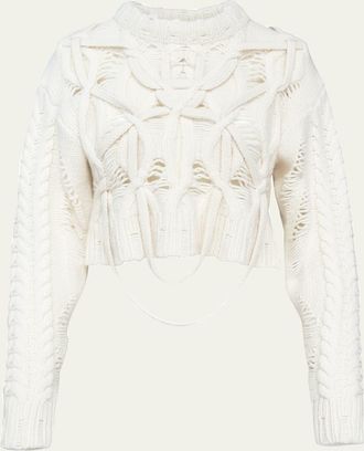 Aisling Camps Briar Deconstructed Cable Knit Crop Sweater