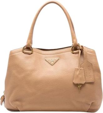 Prada Pre-owned Handbags, female, Beige, Size: ONE SIZE Pre-owned Leather Handbag