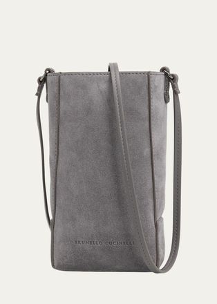 Brunello Cucinelli North-South Suede Crossbody Bag
