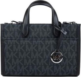 Michael Kors Hyde Small Pebbled en Signature Logo Satchel - Dames - Handtassen - Zwart - ONE Size - Polyester - Tassen