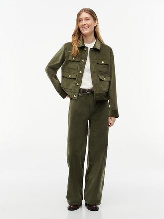Tommy Hilfiger Womens Stretch Corduroy Wide Leg Pant - Huntsman Green - 00