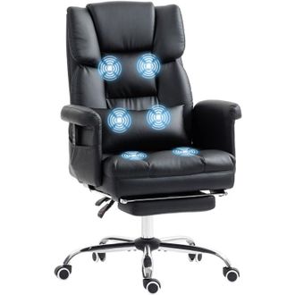 HOMCOM Homcom Silla De Oficina Con 6 Puntos De Masaje Silla De Escritorio Giratoria Con Reposapi&eacute;s Retr&aacute;ctil Altura Ajustable Control Remoto Y Soporte Lumbar