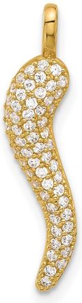Diamond2Deal 14k Yellow Gold Polished Cubic Zirconia Large Italian Horn Pendant