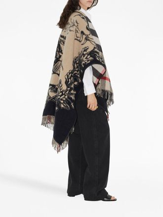Burberry Equestrian Knight Motif Wool Shawl - Beige