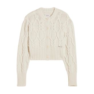 Holzweiler Cardigans, female, Beige, Size: S Chunky Cable Cardigan in Ecru