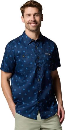 Columbia Utilizer Shirt Mens Navy Blue Printed Woven Omni-Wick Button-Up JAX1786