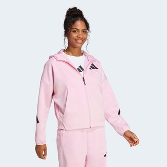 adidas Kapuzensweatshirt ADIDAS SPORTSWEAR W Z.N.E. FZ, Damen, Gr. XS, pink (true pink), Obermaterial: 57% Polyester, 43% Baumwolle, Sweatshirts Kapuzensweat